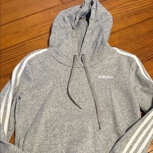 Adidas women’s Gray Hoodie with White Stripes